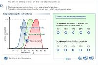 The effects of temperature on the rate of photosynthesis