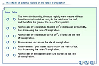 The effects of external factors on the rate of transpiration