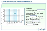 Oxygen dissociation curves for haemoglobin at different pH