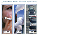 Concentration of carbon monoxide in cigarette smoke