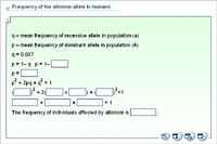 Frequency of the albinism allele in humans