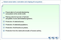 Global conservation; restoration and shaping of ecosystems