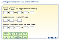 Writing chemical equations using symbols and formulae