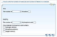 How to write the numbers of molecules and numbers of atoms in a molecule