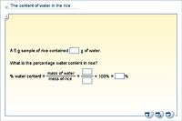 The content of water in the rice
