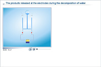 The products released at the electrodes during the decomposition of water