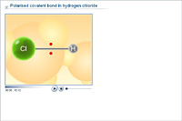 Polarised covalent bond in hydrogen chloride