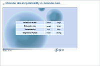 Molecular size and polarisability vs. molecular mass