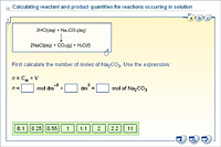 Calculating reactant and product quantities for reactions occurring in solution