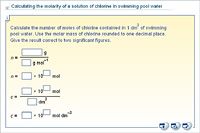 Calculating the molarity of a solution of chlorine in swimming pool water