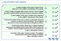 Uses of transition metal complexes
