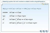 Balancing equations for redox reactions in alkaline solution using half-equations