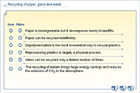Recycling of paper, glass and metal