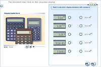The standard index form on the calculator display