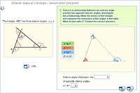 Exterior angle of a triangle – observation and proof
