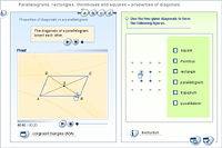 Parallelograms, rectangles, rhombuses and squares – properties of diagonals