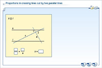 Proportions in crossing lines cut by two parallel lines