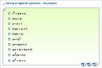 Naming an algebraic expression – the products
