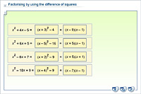Factorising by using the difference of squares