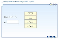 The specified variable the subject of the equation