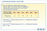 Describing class intervals – speed of light