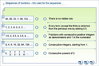 Sequences of numbers – the rules for the sequences