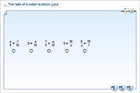 The ratio of a water to lemon juice