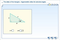 The sides of the triangles – trigonometric ratios for selected angles