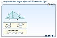 The perimeters of the triangles – trigonometric ratios for selected angles