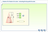 Volume of a frustum of a cone – removing the top part of a cone