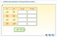Addition and subtraction involving irrational numbers