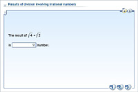 Results of division involving irrational numbers