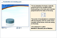 Acceleration of a hockey puck