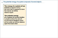 The potential energy of a system composed of several objects