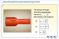 Bernoulli's equation for constant potential energy of a fluid