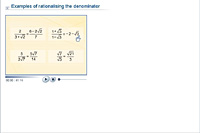Examples of rationalising the denominator