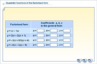 Quadratic functions in the factorised form