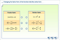 Changing the factor form of the function into the vertex form