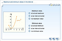 Maximum and minimum values in the interval