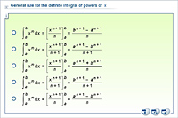 General rule for the definite integral of powers of  x