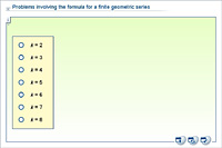 Problems involving the formula for a finite geometric series