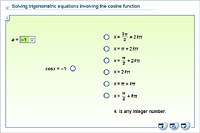 Solving trigonometric equations involving the cosine function