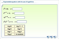 Exponential equations with the use of logarithms