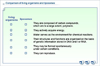 Comparison of living organisms and liposomes