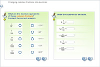 Changing common fractions into decimals