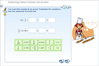 Subtracting common fractions and decimals