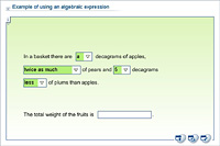 Example of using an algebraic expression