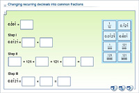 Changing recurring decimals into common fractions