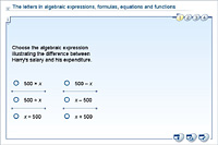 The letters in algebraic expressions, formulas, equations and functions