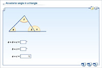 An exterior angle in a triangle